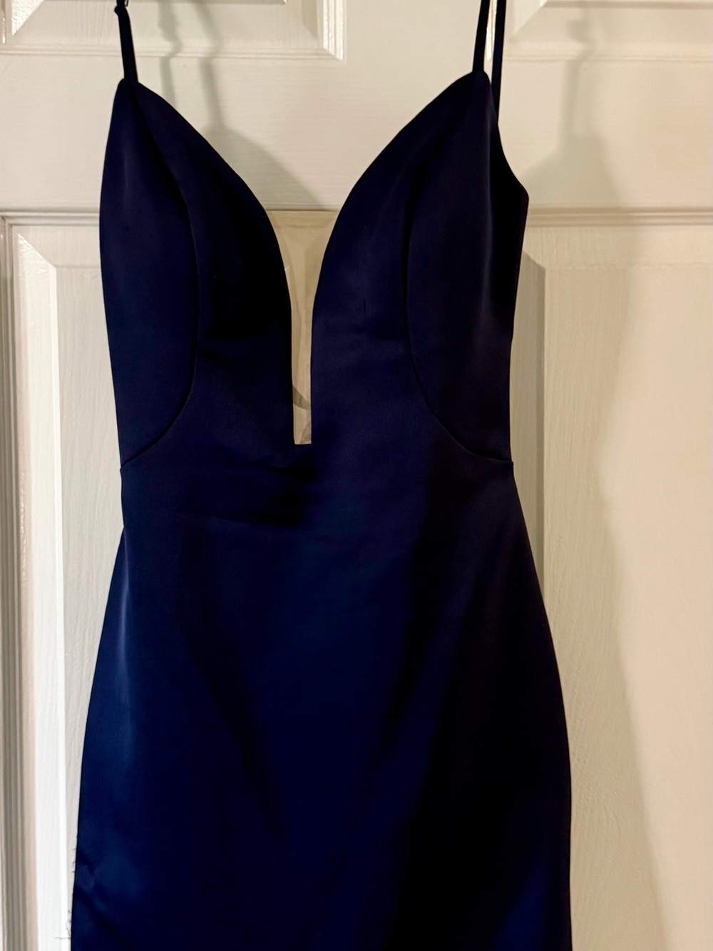 Plunge Neck Navy Spaghetti Strap Dress